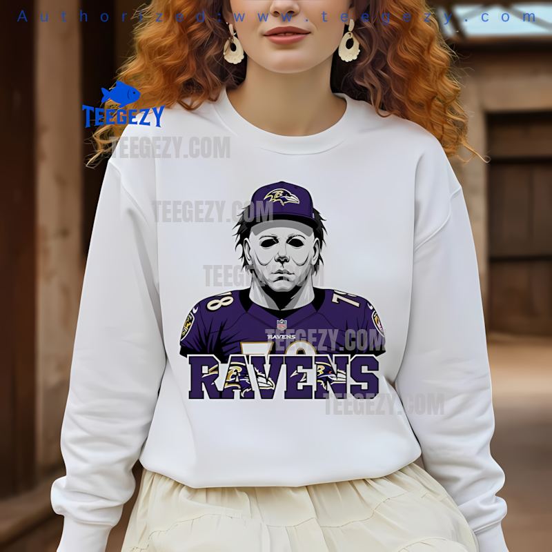 Baltimore Ravens Michael Myers Spooky Costume Long Sleeve Baltimore Ravens Michael Myers Spooky Costume Long Sleeve