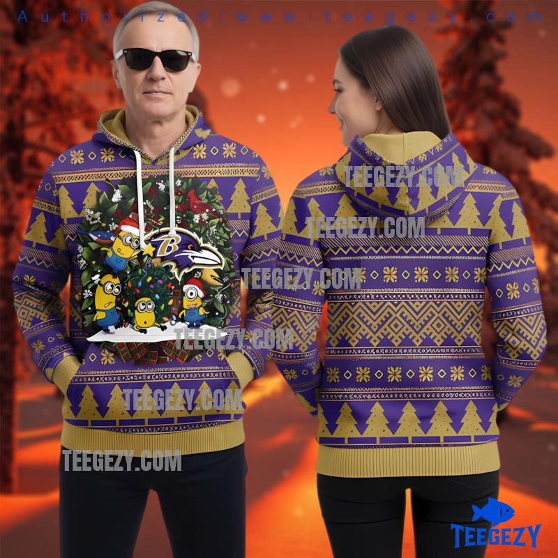 Baltimore Ravens Minion Team 3D Ugly Hoodie Women Baltimore Ravens Minion Team 3D Ugly Hoodie Women
