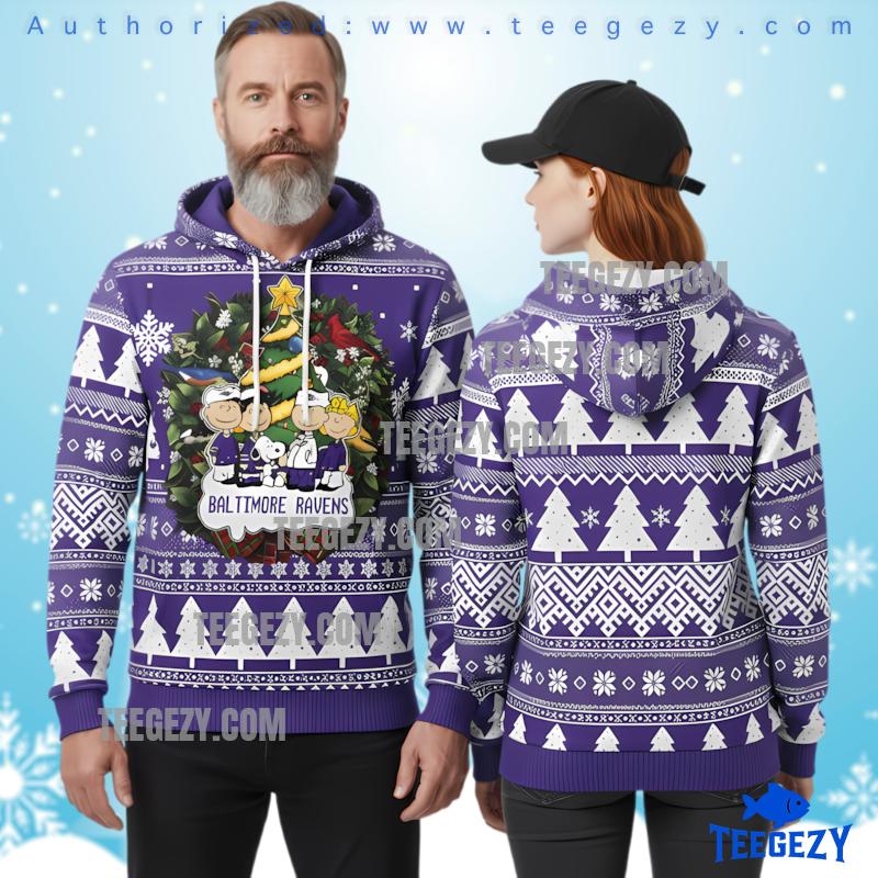 Baltimore Ravens Peanuts Team 3D Ugly Hoodie Printed Baltimore Ravens Peanuts Team 3D Ugly Hoodie Printed