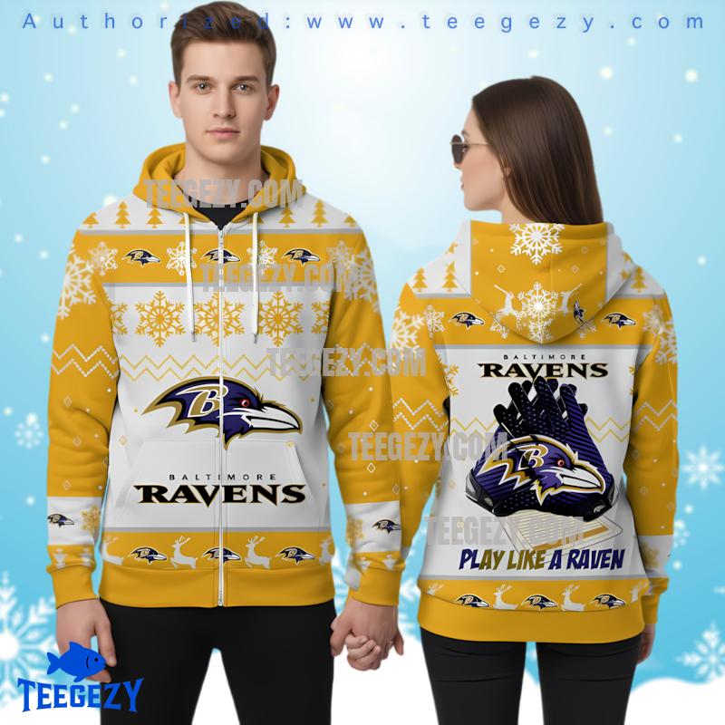 Baltimore Ravens Receiver Gloves 3D Ugly Hoodie Zipper Baltimore Ravens Receiver Gloves 3D Ugly Hoodie Zipper