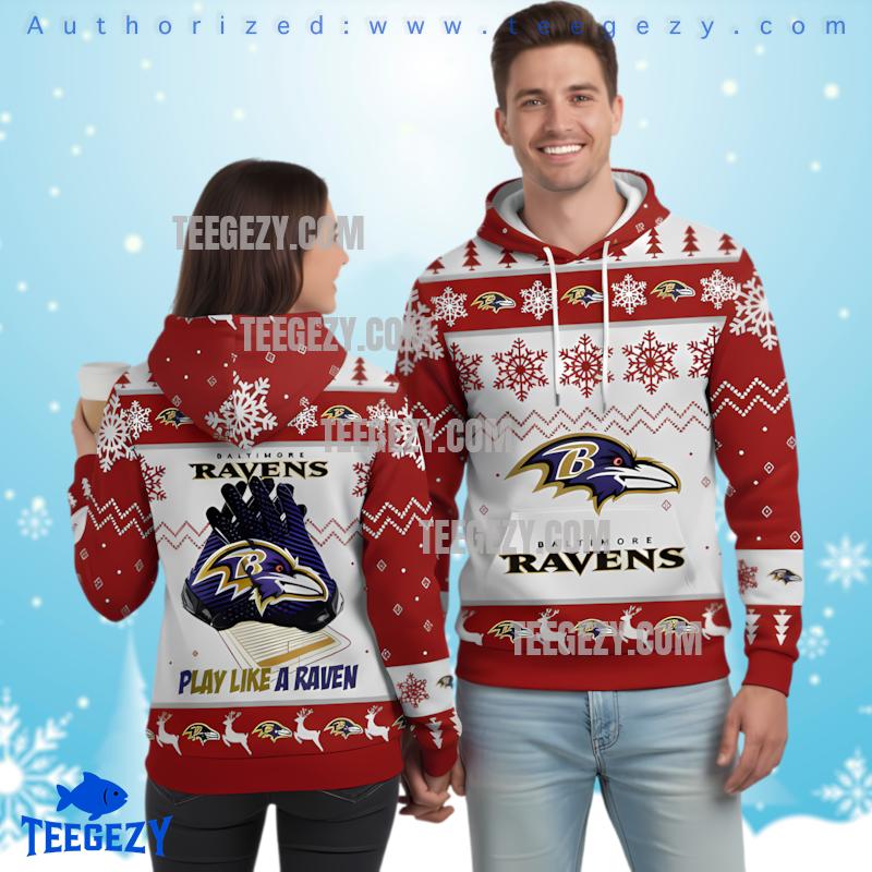Baltimore Ravens Red Gloves 3D Ugly Hoodie Zip Up Baltimore Ravens Red Gloves 3D Ugly Hoodie Zip Up