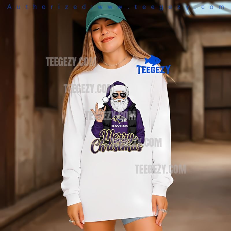 Baltimore Ravens Rock Santa Merry Christmas Holiday Long Sleeve Baltimore Ravens Rock Santa Merry Christmas Holiday Long Sleeve