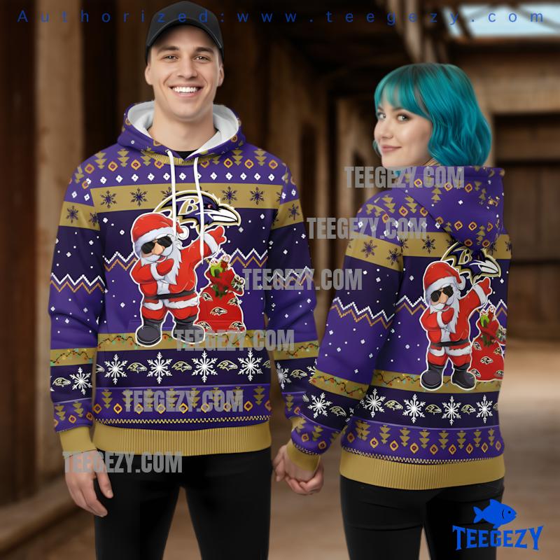 Baltimore Ravens Santa Claus Bring Gift 3D Ugly Pullover Hoodie Baltimore Ravens Santa Claus Bring Gift 3D Ugly Pullover Hoodie