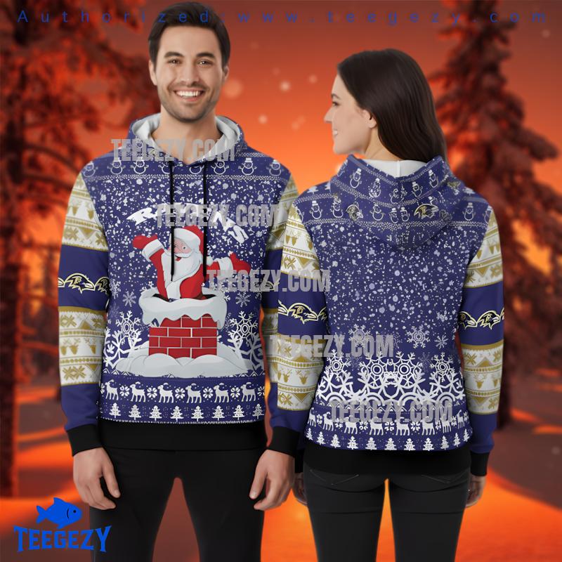 Baltimore Ravens Santa Claus Chimney 3D Ugly Hoodie Men Baltimore Ravens Santa Claus Chimney 3D Ugly Hoodie Men