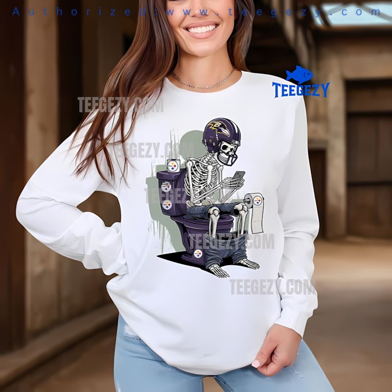 Baltimore Ravens Skeleton Toilet SLong Sleevelers Rivalry Shirt Baltimore Ravens Skeleton Toilet SLong Sleevelers Rivalry Shirt