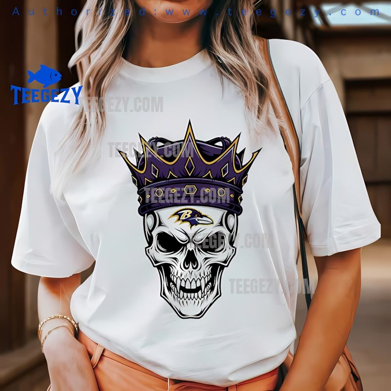 Baltimore Ravens Skull Crown Dark Grunge Halloween Tee