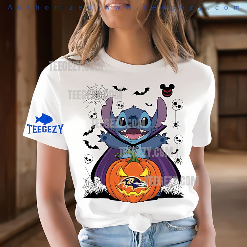 Baltimore Ravens Stitch Witch Halloween Fun Tee