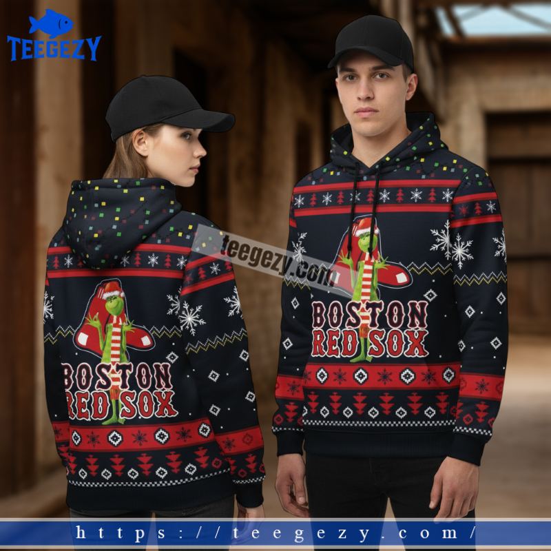 Boston Red Sox Grinch Black Ugly 3D Design Hoodies Boston Red Sox Grinch Black Ugly 3D Design Hoodies