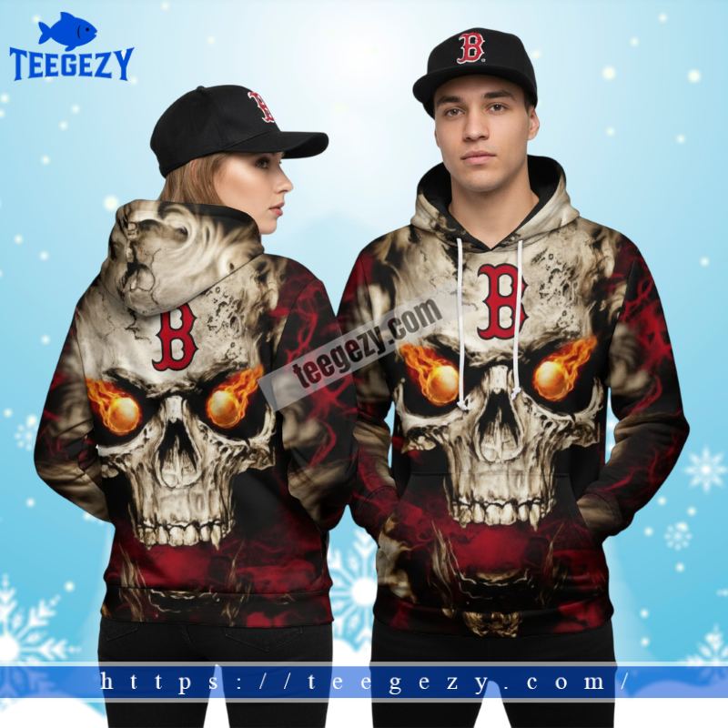 Boston Red Sox Skull Flame Black 3D Hoodie Zipper Boston Red Sox Skull Flame Black 3D Hoodie Zipper