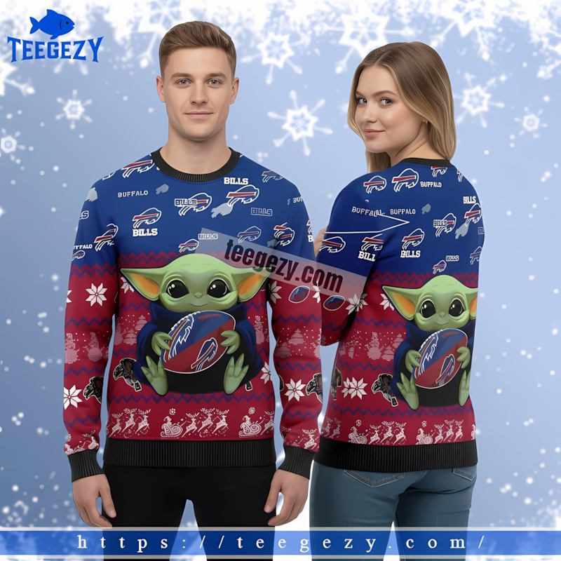 Buffalo Bills Baby Yoda Blue Merry Christmas Ugly Sweater Buffalo Bills Baby Yoda Blue Merry Christmas Ugly Sweater