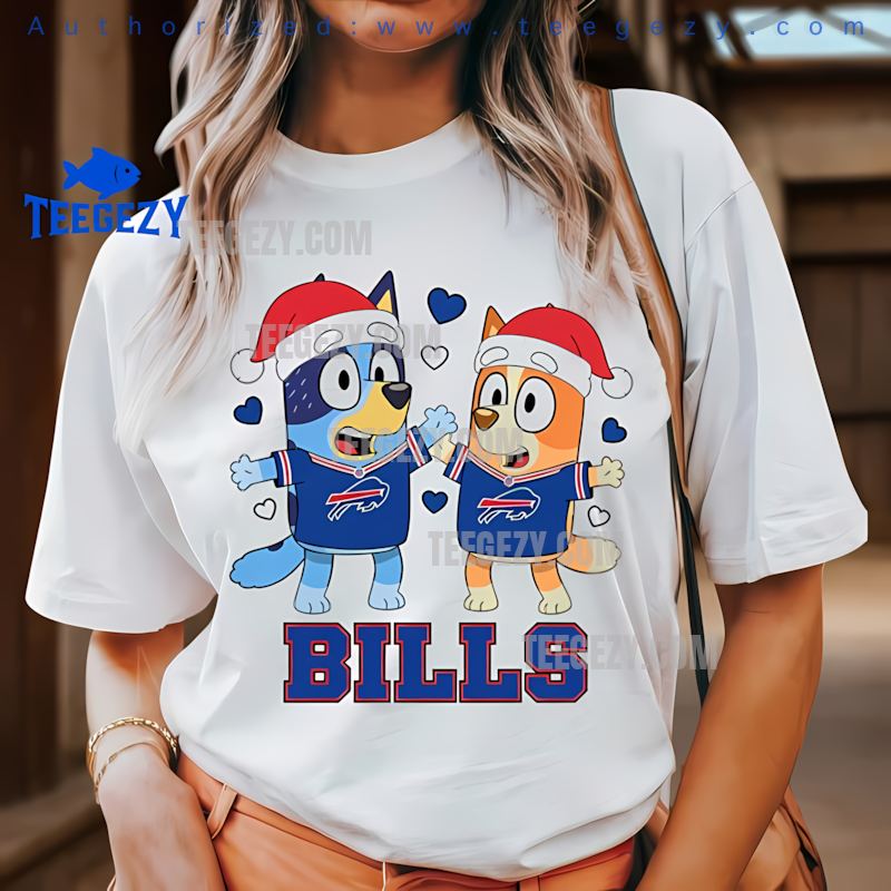 Buffalo Bills Bluey And Bingo Dancing Christmas Holiday Tee