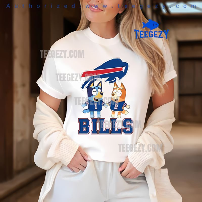 Buffalo Bills Bluey And Bingo Holding Hands Holiday Tee