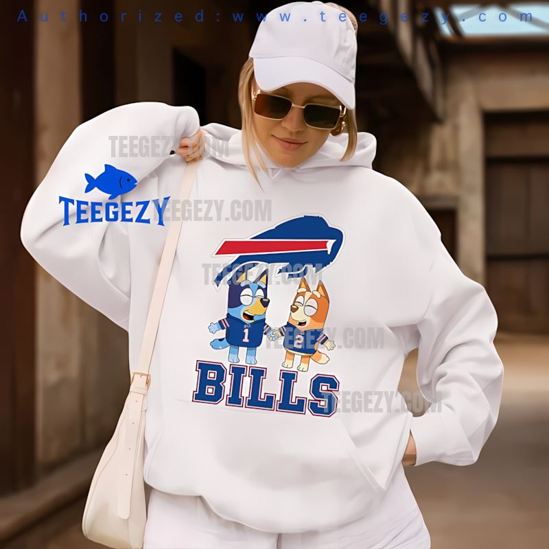 Buffalo Bills Bluey And Bingo Holding Hands Holiday Hoodie Buffalo Bills Bluey And Bingo Holding Hands Holiday Hoodie