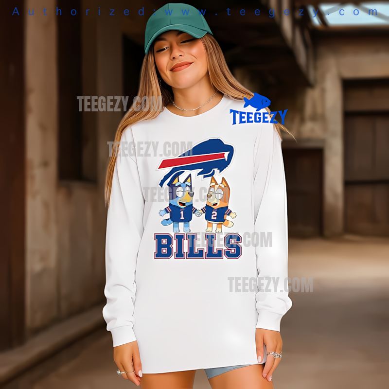 Buffalo Bills Bluey And Bingo Holding Hands Holiday Long Sleeve Buffalo Bills Bluey And Bingo Holding Hands Holiday Long Sleeve