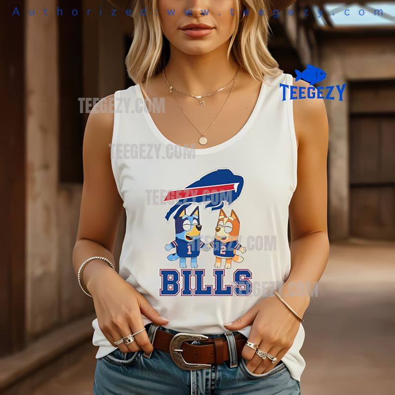 Buffalo Bills Bluey And Bingo Holding Hands Holiday Tanktop Buffalo Bills Bluey And Bingo Holding Hands Holiday Tanktop