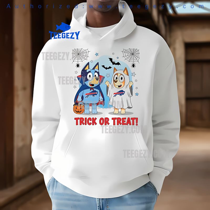 Buffalo Bills Bluey And Bingo Trick Or Treat Halloween Hoodie Buffalo Bills Bluey And Bingo Trick Or Treat Halloween Hoodie