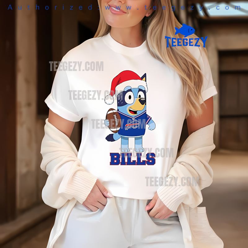 Buffalo Bills Bluey Christmas Santa Hat Cozy Tee