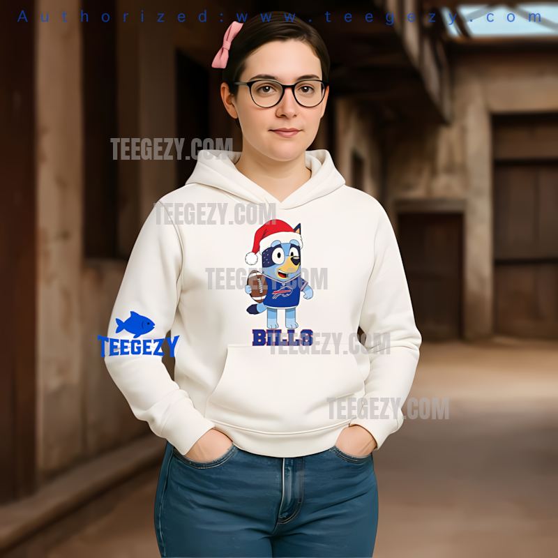 Buffalo Bills Bluey Christmas Santa Hat Cozy Hoodie Buffalo Bills Bluey Christmas Santa Hat Cozy Hoodie