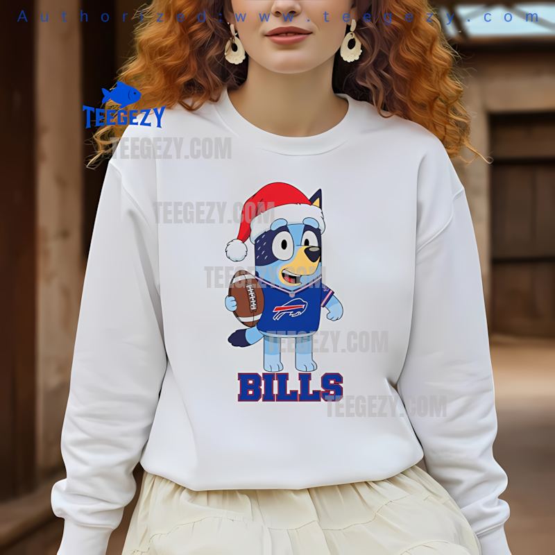 Buffalo Bills Bluey Christmas Santa Hat Cozy Long Sleeve Buffalo Bills Bluey Christmas Santa Hat Cozy Long Sleeve