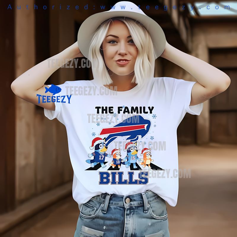 Buffalo Bills Bluey Family Snowflake Christmas Holiday Shirt