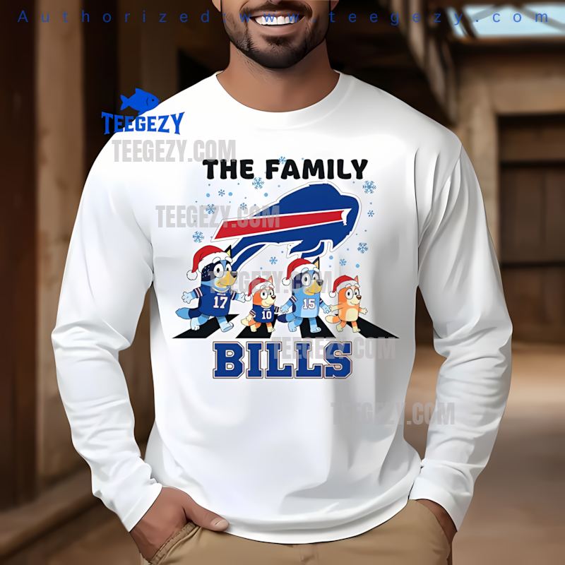 Buffalo Bills Bluey Family Snowflake Christmas Holiday Long Sleeve Buffalo Bills Bluey Family Snowflake Christmas Holiday Long Sleeve