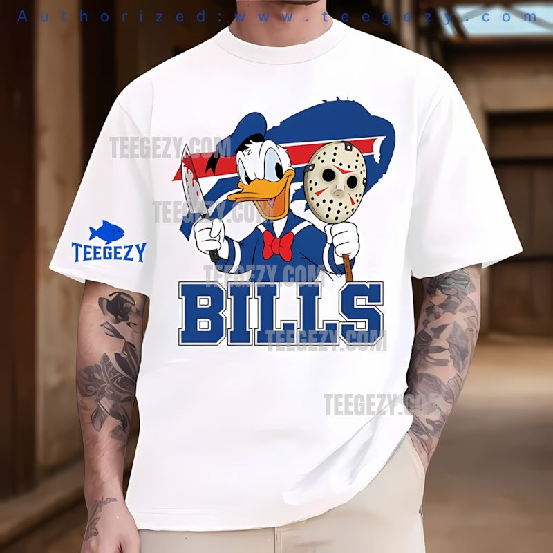 Buffalo Bills Donald Duck Jason Mask Halloween Tee