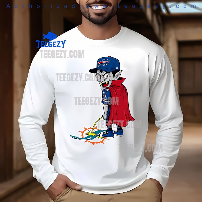 Buffalo Bills Dracula Miami Dolphins Rivalry Spooky Long Sleeve Buffalo Bills Dracula Miami Dolphins Rivalry Spooky Long Sleeve
