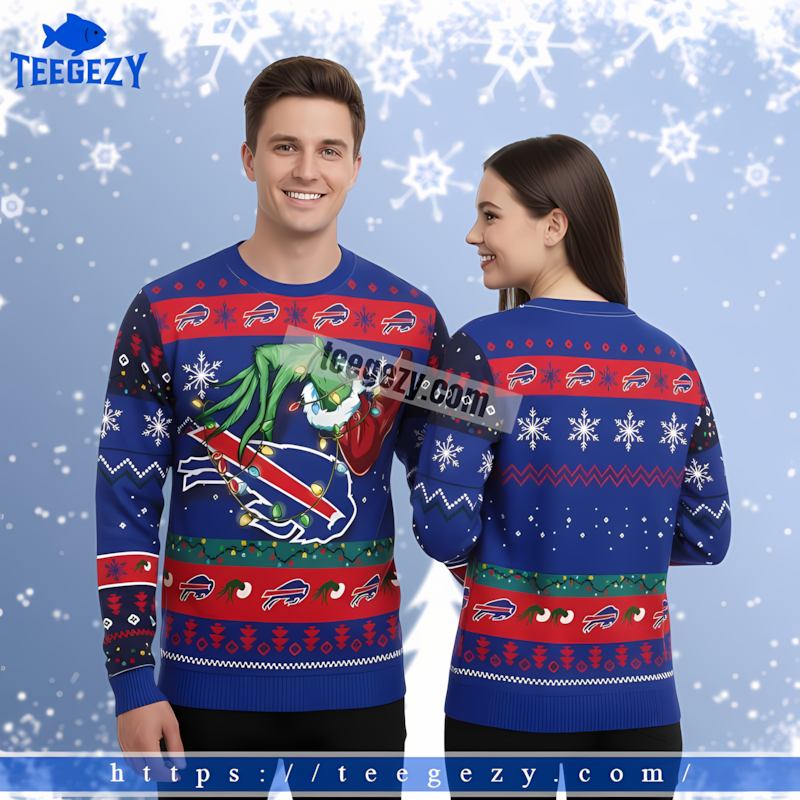 Buffalo Bills Grinch Hand Blue Christmas Party Ugly Sweater Buffalo Bills Grinch Hand Blue Christmas Party Ugly Sweater