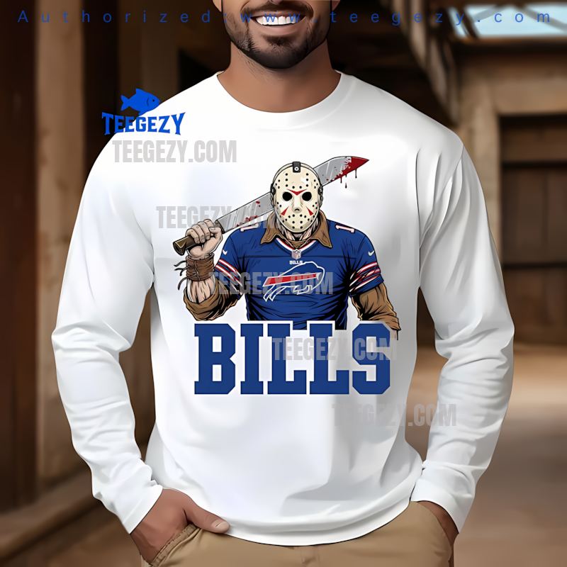 Buffalo Bills Jason Voorhees Machete Football Long Sleeve Buffalo Bills Jason Voorhees Machete Football Long Sleeve