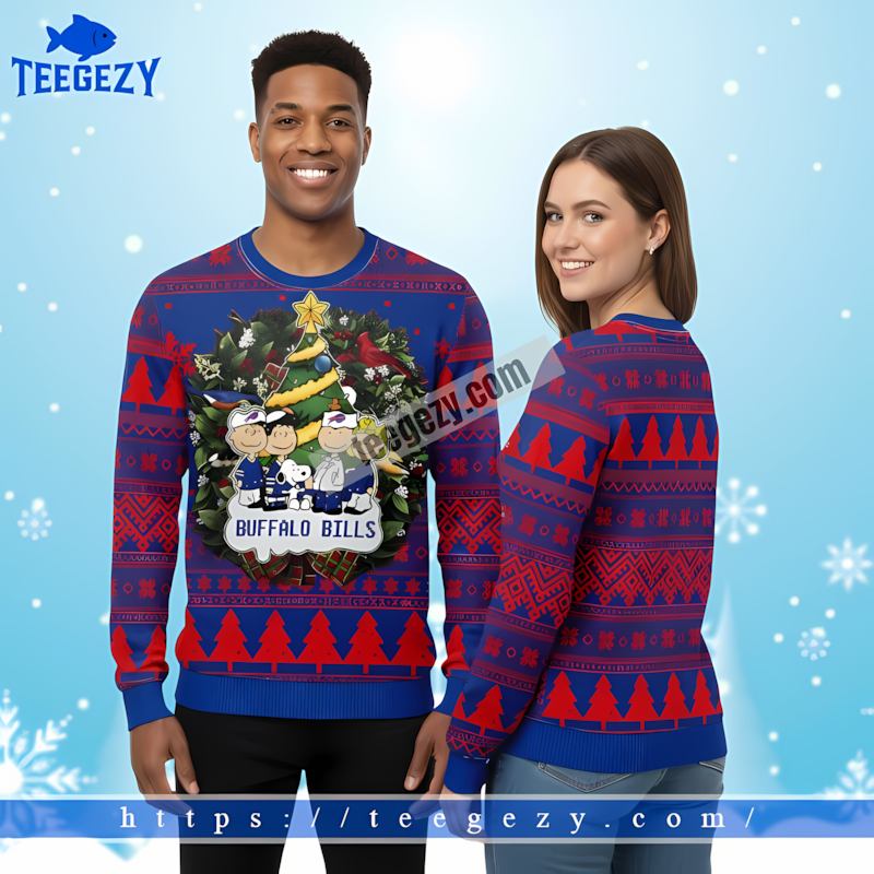 Buffalo Bills Snoopy Charlie Brown Blue Funny Christmas Ugly Sweater Buffalo Bills Snoopy Charlie Brown Blue Funny Christmas Ugly Sweater