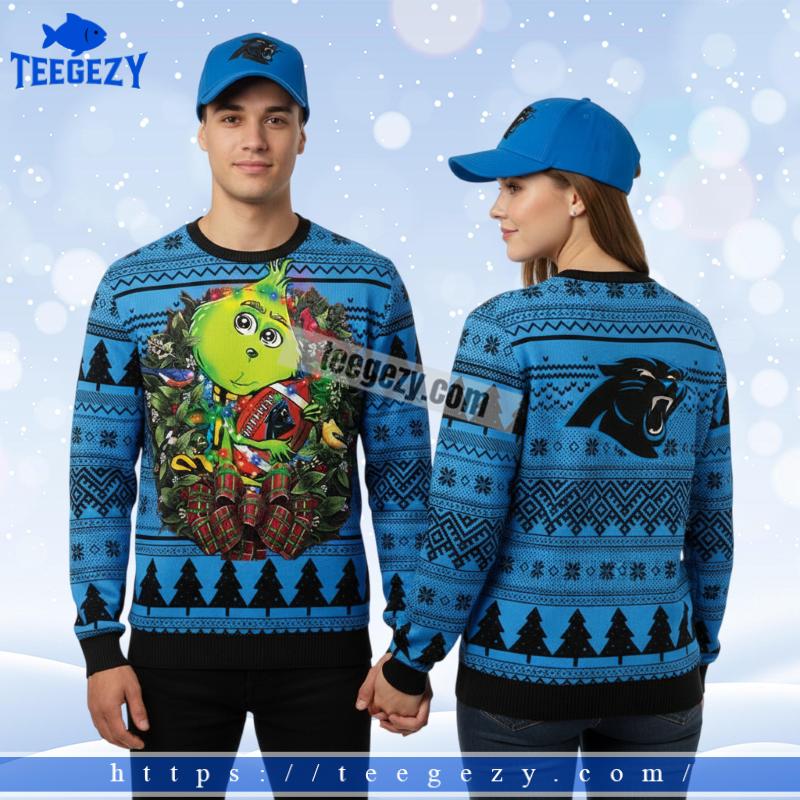 Carolina Panthers Baby Grinch Blue Family Ugly Sweater Carolina Panthers Baby Grinch Blue Family Ugly Sweater