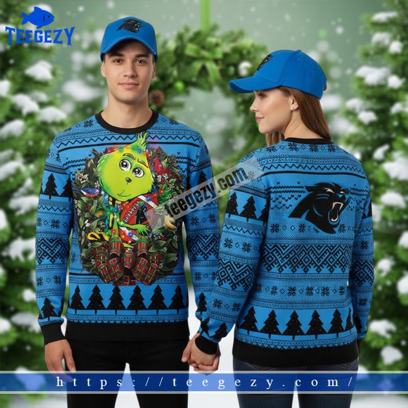 Carolina Panthers Baby Grinch Blue Family Ugly Sweater Carolina Panthers Baby Grinch Blue Family Ugly Sweater