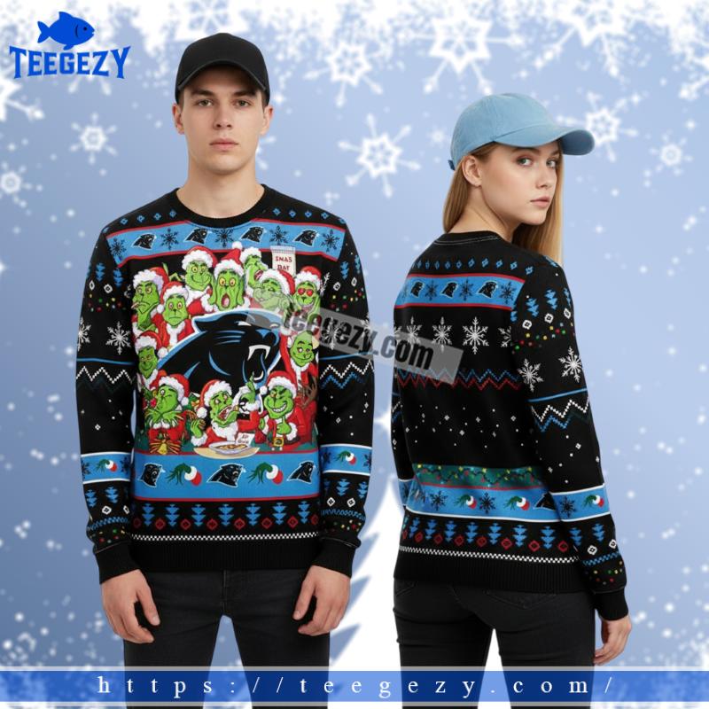 Carolina Panthers Grinch Santa Claus Black Big And Tall Ugly Sweater Carolina Panthers Grinch Santa Claus Black Big And Tall Ugly Sweater