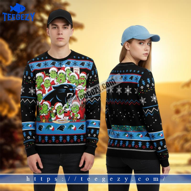 Carolina Panthers Grinch Santa Claus Black Big And Tall Ugly Sweater Carolina Panthers Grinch Santa Claus Black Big And Tall Ugly Sweater