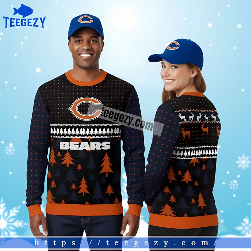 Chicago Bears Blue Orange Funny Ugly Christmas Sweater Chicago Bears Blue Orange Funny Ugly Christmas Sweater