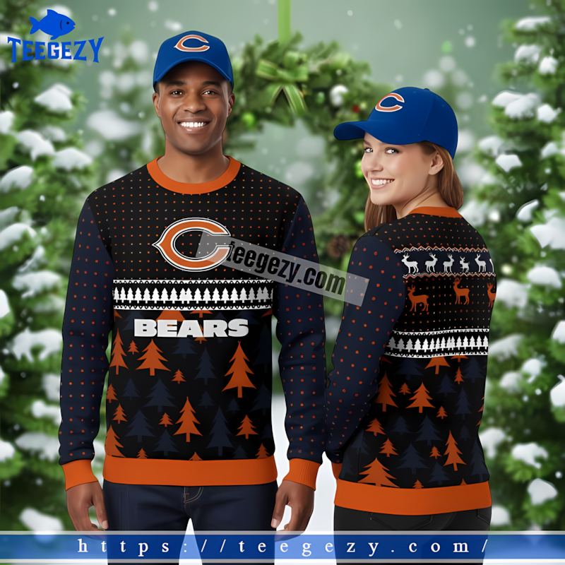 Chicago Bears Blue Orange Funny Ugly Christmas Sweater Chicago Bears Blue Orange Funny Ugly Christmas Sweater