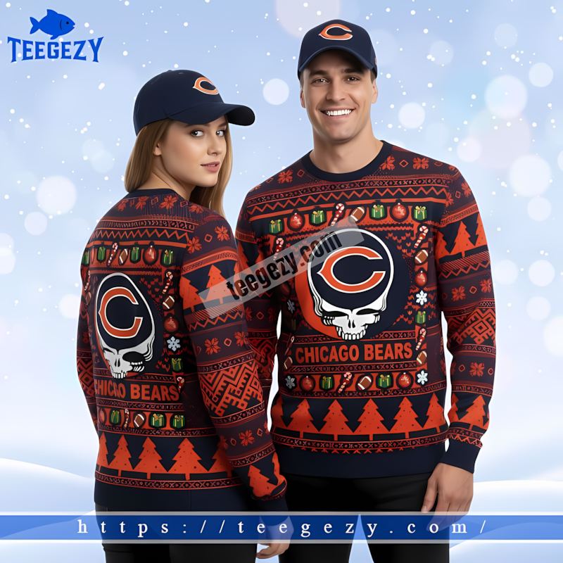 Chicago Bears Grateful Dead Blue Orange Best Christmas Sweaters Chicago Bears Grateful Dead Blue Orange Best Christmas Sweaters