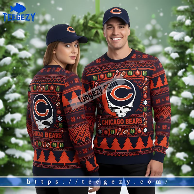 Chicago Bears Grateful Dead Blue Orange Best Christmas Sweaters Chicago Bears Grateful Dead Blue Orange Best Christmas Sweaters