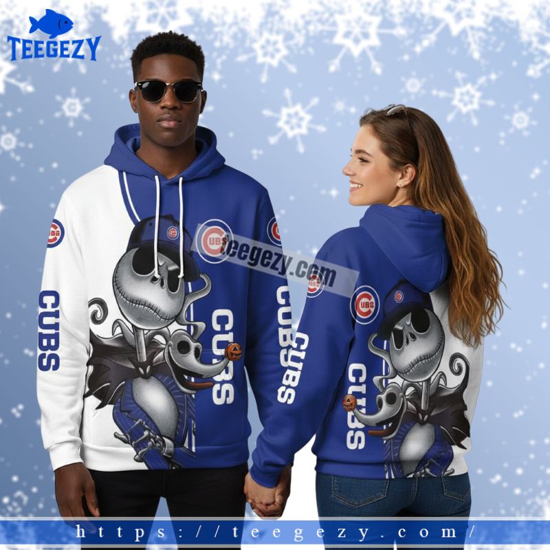 Chicago Cubs Jack Skellington And Zero Blue 3D Print Hoodies Chicago Cubs Jack Skellington And Zero Blue 3D Print Hoodies