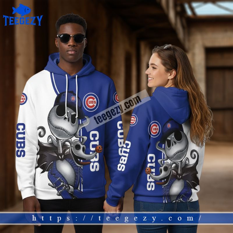 Chicago Cubs Jack Skellington And Zero Blue 3D Print Hoodies Chicago Cubs Jack Skellington And Zero Blue 3D Print Hoodies