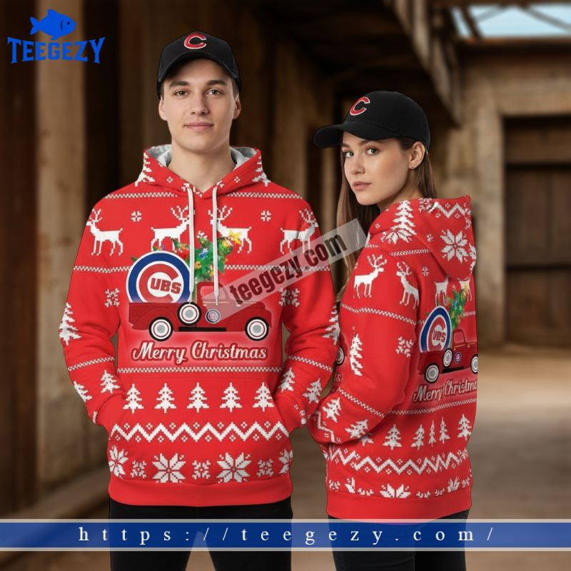 Chicago Cubs Merry Christmas Red Truck Red 3D Hoodies Men Chicago Cubs Merry Christmas Red Truck Red 3D Hoodies Men