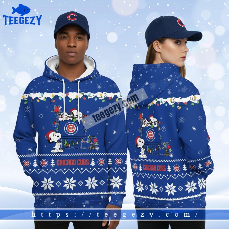 Chicago Cubs Snoopy Christmas Blue Ugly 3D Hoodie Pullover Chicago Cubs Snoopy Christmas Blue Ugly 3D Hoodie Pullover