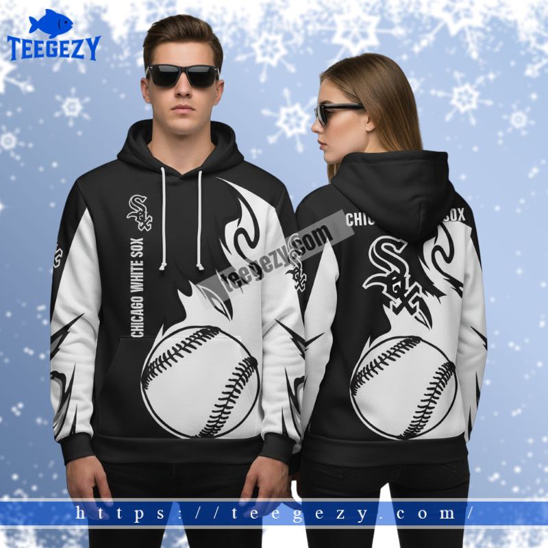 Chicago White Sox Baseball Black 3D Zip Up Hoodies Chicago White Sox Baseball Black 3D Zip Up Hoodies