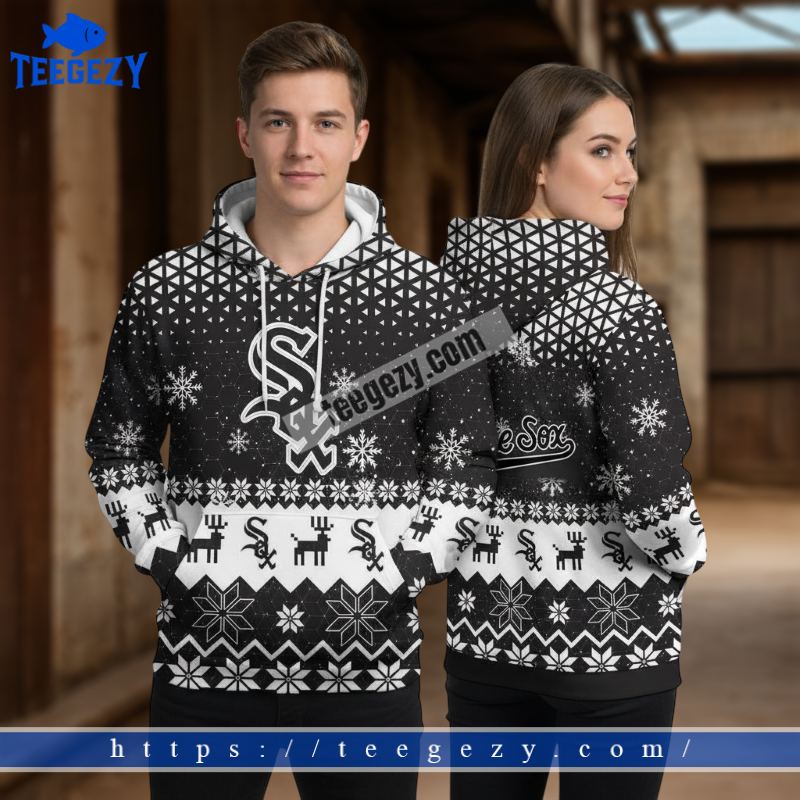 Chicago White Sox Snowflakes Falling Christmas Black 3D Hoodie Zipper Chicago White Sox Snowflakes Falling Christmas Black 3D Hoodie Zipper