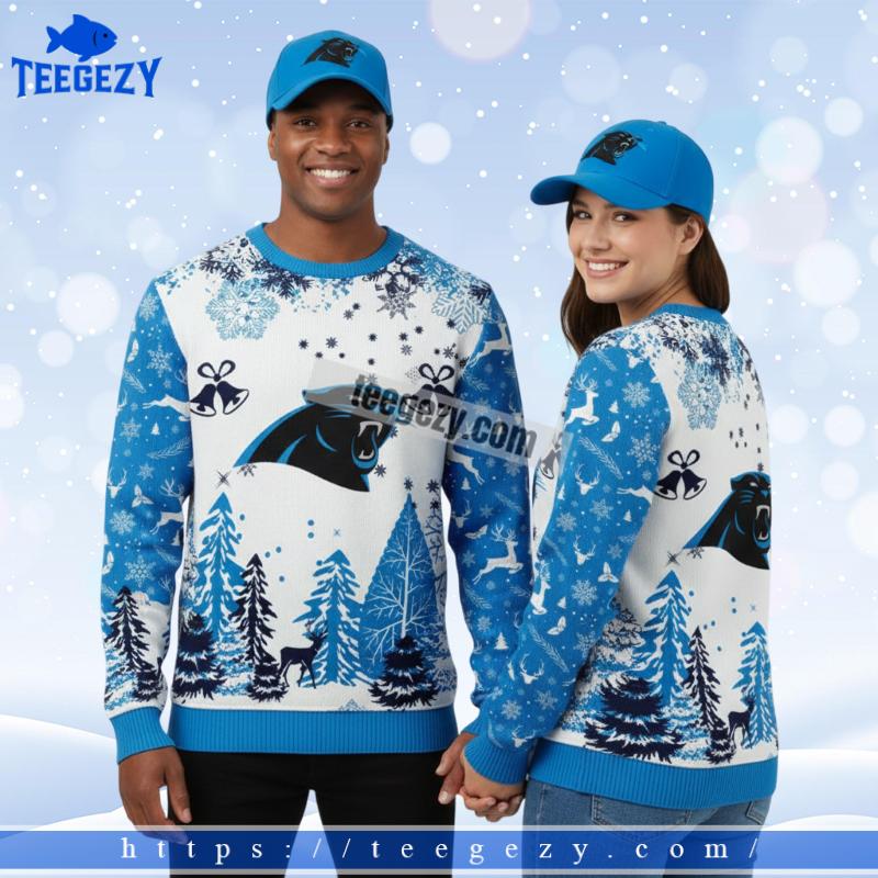 Christmas Bell With Carolina Panthers Blue Ugly Sweater Christmas Bell With Carolina Panthers Blue Ugly Sweater