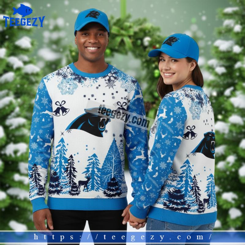 Christmas Bell With Carolina Panthers Blue Ugly Sweater Christmas Bell With Carolina Panthers Blue Ugly Sweater