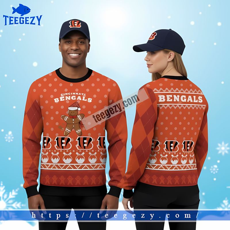 Cincinnati Bengals Gingerbread Orange Black Christmas Sweater Women Cincinnati Bengals Gingerbread Orange Black Christmas Sweater Women