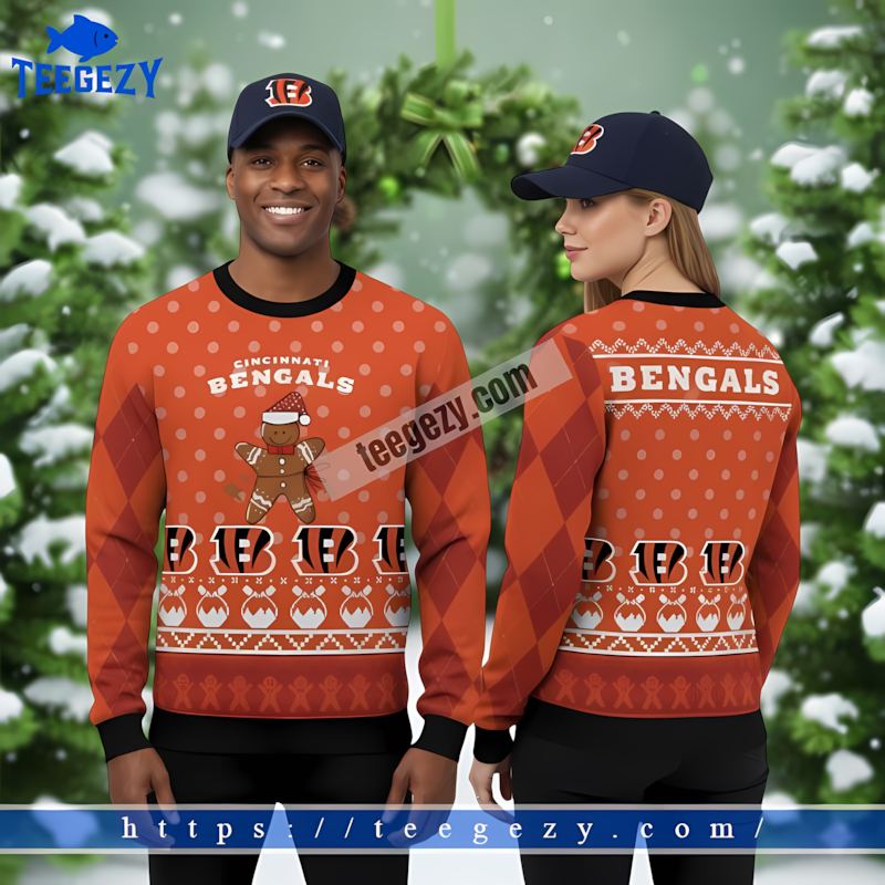 Cincinnati Bengals Gingerbread Orange Black Christmas Sweater Women Cincinnati Bengals Gingerbread Orange Black Christmas Sweater Women