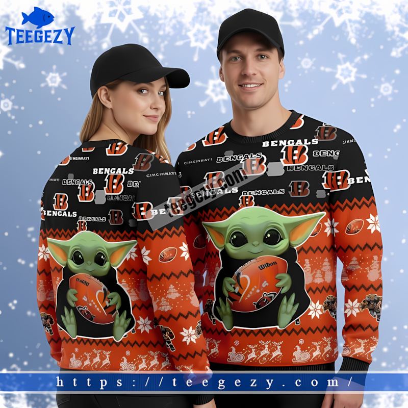 Cincinnati Bengals Grogu Black Orange Best Christmas Sweaters Cincinnati Bengals Grogu Black Orange Best Christmas Sweaters