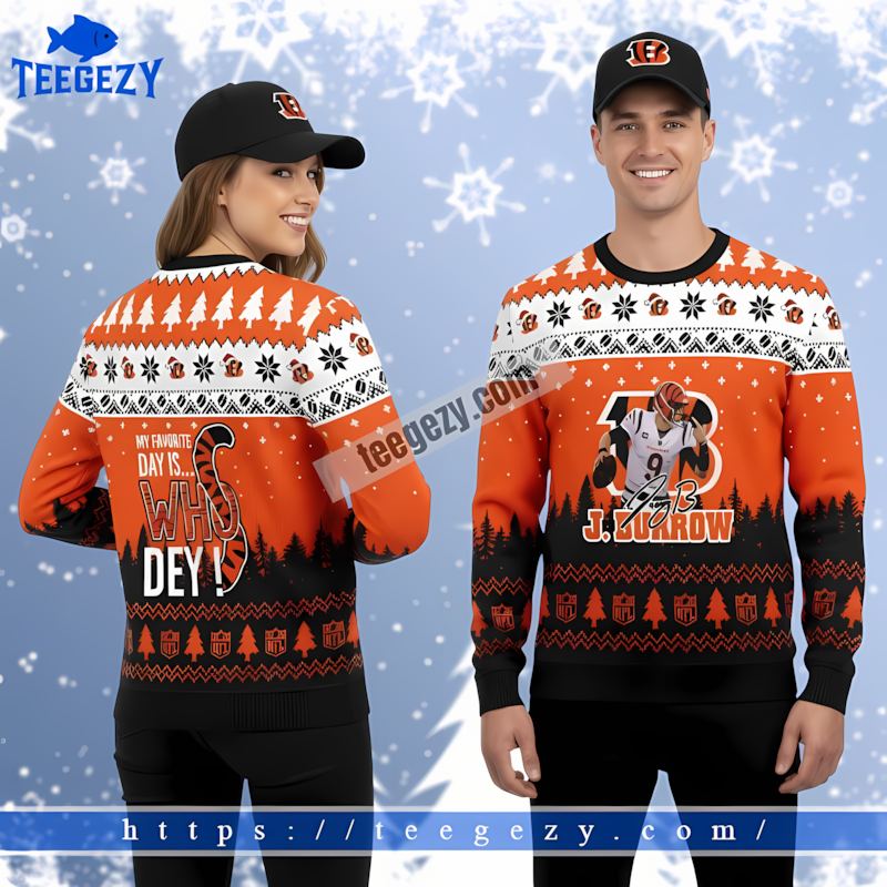Cincinnati Bengals My Favorite Day Is Black Orange Cheap Ugly Christmas Sweater Cincinnati Bengals My Favorite Day Is Black Orange Cheap Ugly Christmas Sweater